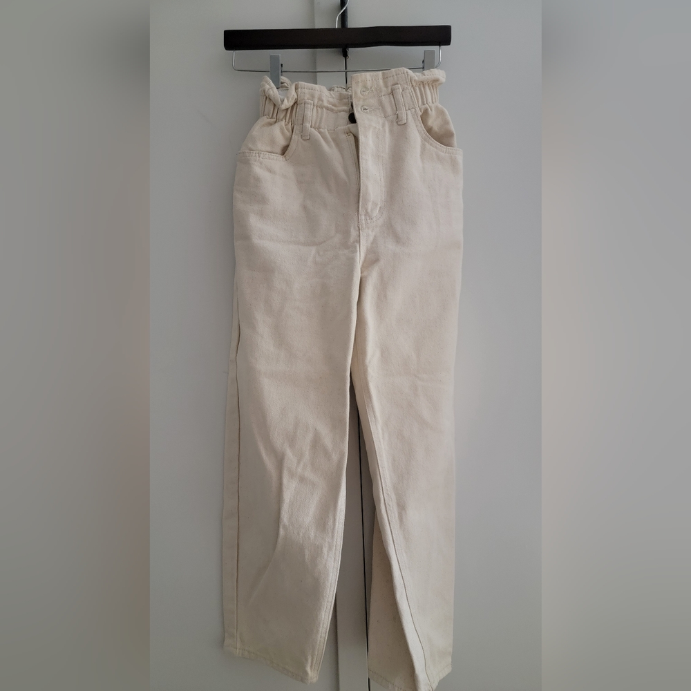 High-waist straight denim